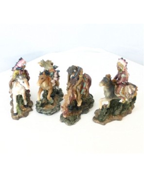 4 Pc Assorted American Figurine Set - Native Tribal Collectibles