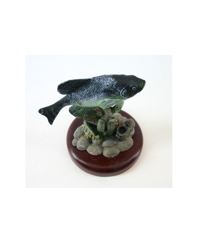 Large Fish Sculpture on Colorful Wood Base Statue