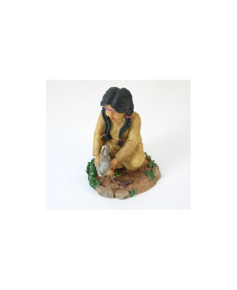 Indian Girl with Rabbit Figurine - Native American Collectible