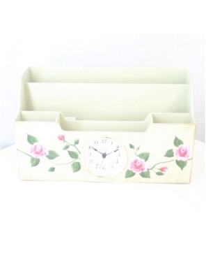 Elegant Table Organizer with Clock - Stylish and Functional