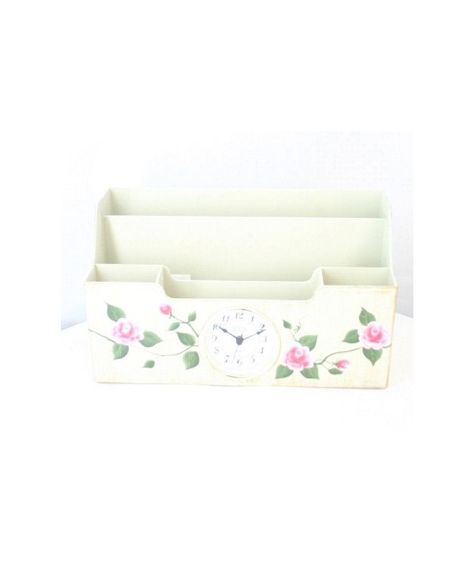 Elegant Table Organizer with Clock - Stylish and Functional
