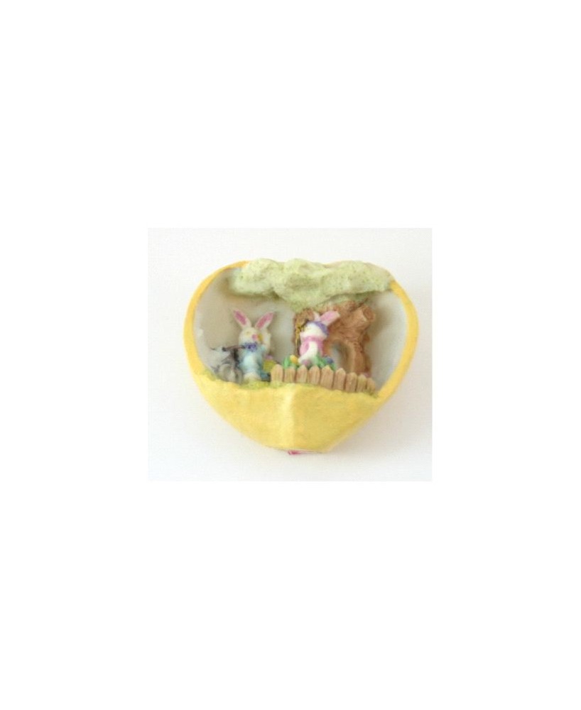 Easter-Themed Heart Shell with Animals - Spring Holiday Decor