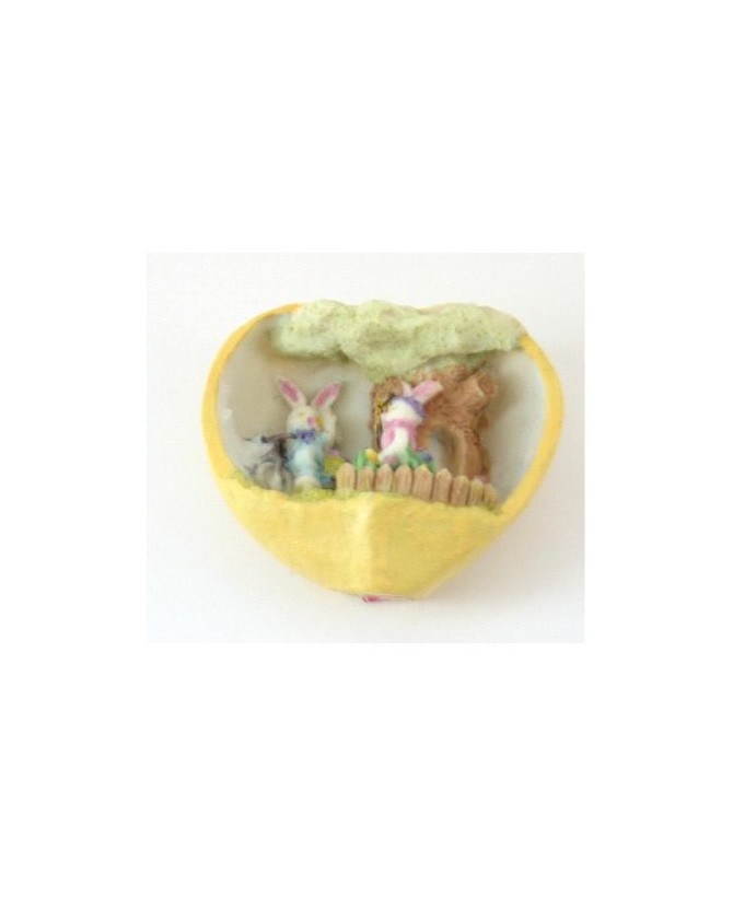 Easter-Themed Heart Shell with Animals - Spring Holiday Decor
