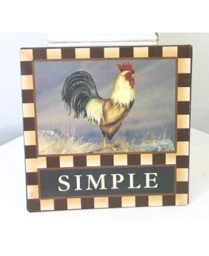 Rooster Tin Plaque - Rustic Farmhouse Wall Decor 8"x6"