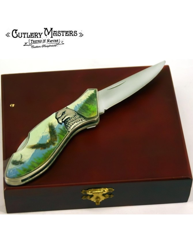 Wood Display Stainless Steel Box Knife - Elegant Collectible Blade