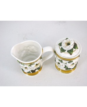 Magnolia Sugar Bowl And Creamer Set - Elegant Ceramic Tableware