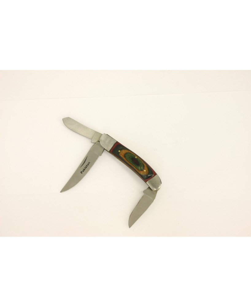 3 Blade Colorwood Handle Pocket Knife