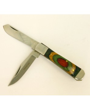 Two Blade Colorwood Handle Pocket Knife