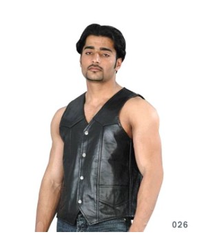 MENS GENUINE BLACK LEATHER VEST