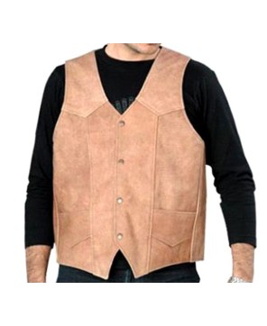 BROWN LEATHER MENS VEST