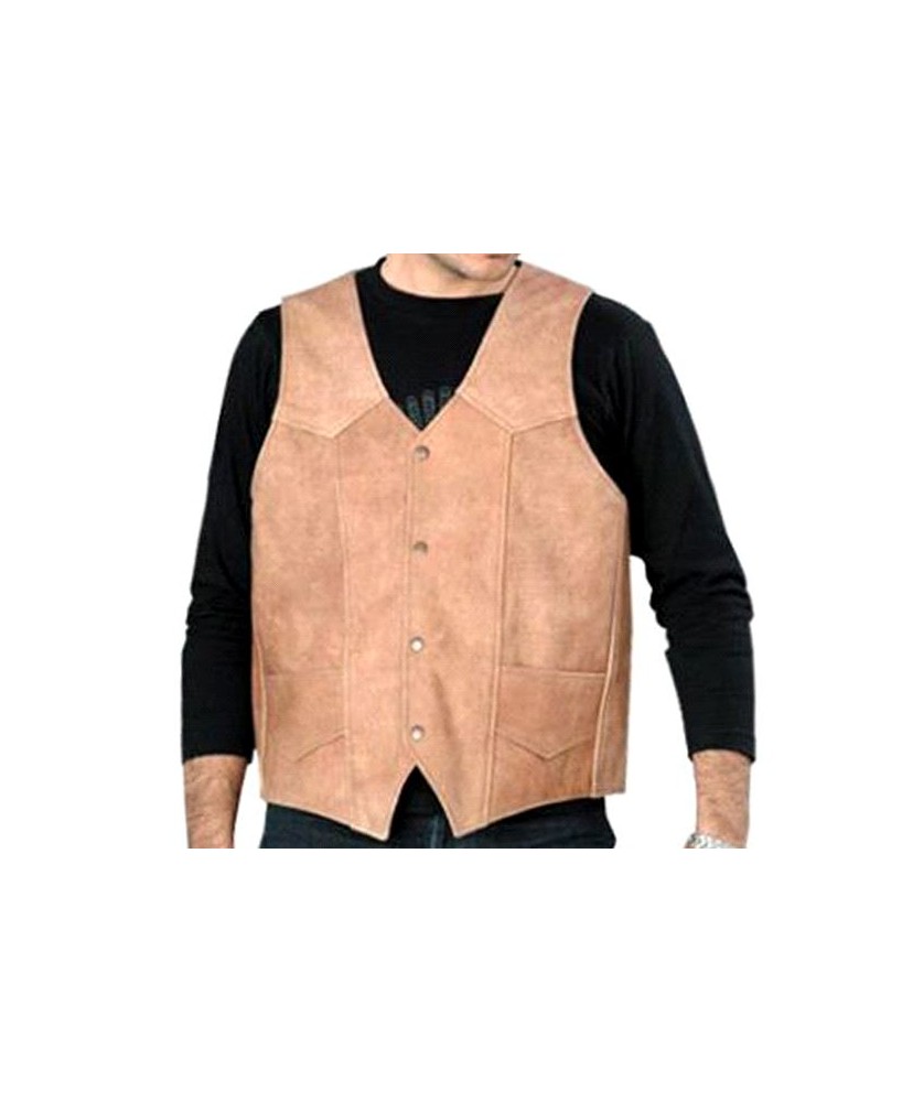 BROWN LEATHER MENS VEST