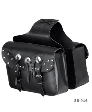 LARGE CLASSIC TWO STRAP LEATHER MOTORCYCLE SADDLEBAG