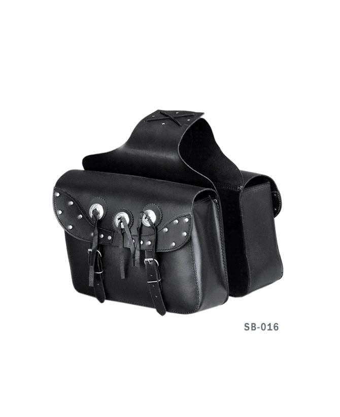 LARGE CLASSIC TWO STRAP LEATHER MOTORCYCLE SADDLEBAG