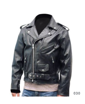 Mens Plated Cowhide Biker Jacket with Lace