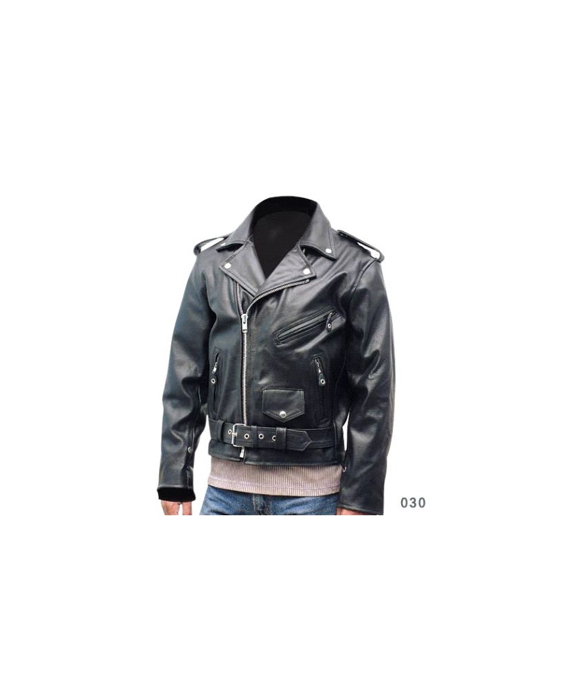 Mens Plated Cowhide Biker Jacket with Lace