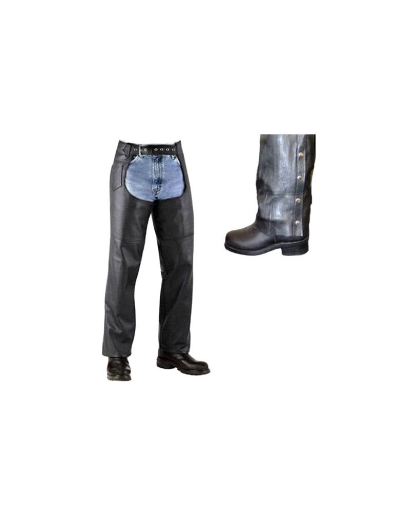 Mens Plated Leather Biker Chaps with Lining