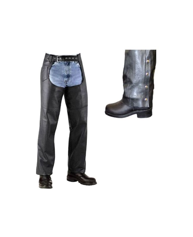 Mens Plated Leather Biker Chaps with Lining