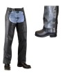 Mens Plated Leather Biker Chaps with Lining