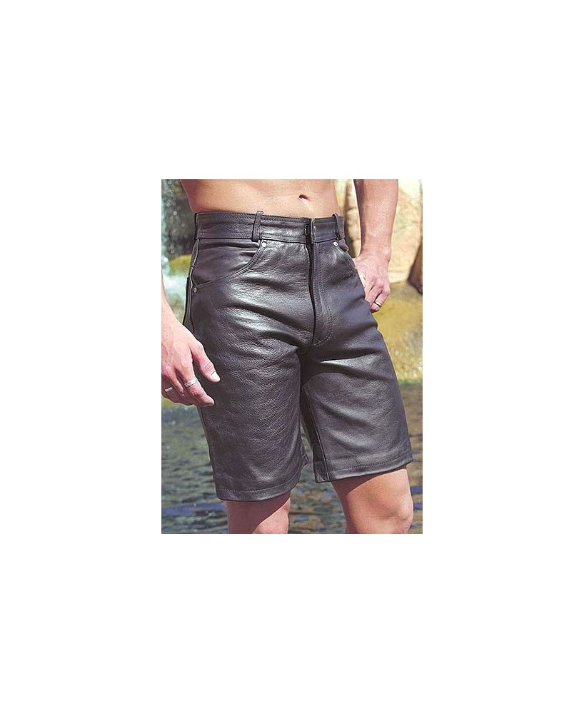 Mens Leather 5 Pocket Jean Style Shorts