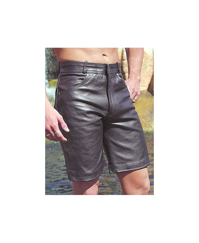 Mens Leather 5 Pocket Jean Style Shorts