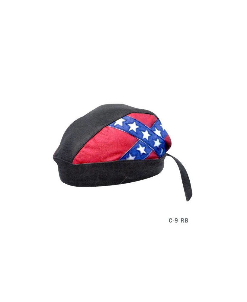 Rebel Flag Confederate Biker Skull Cap