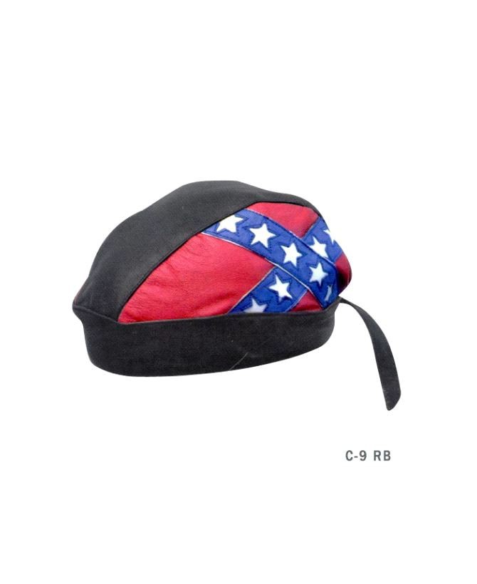 Rebel Flag Confederate Biker Skull Cap