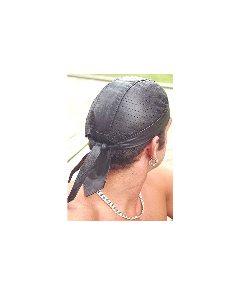 Vented Soft Leather Biker Skull Cap