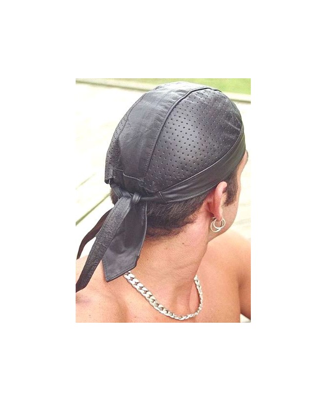 Vented Soft Leather Biker Skull Cap