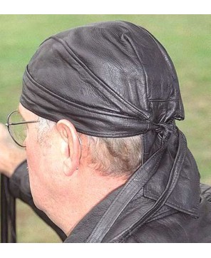 Plain All Leather Biker Skull Cap