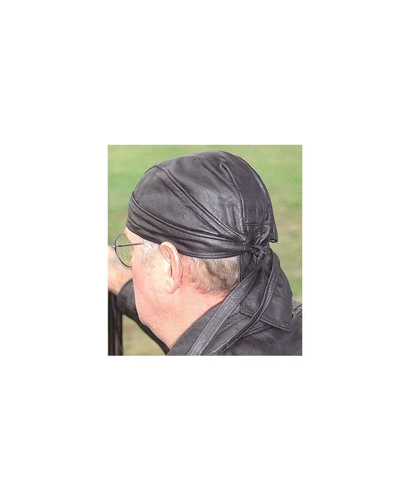 Plain All Leather Biker Skull Cap