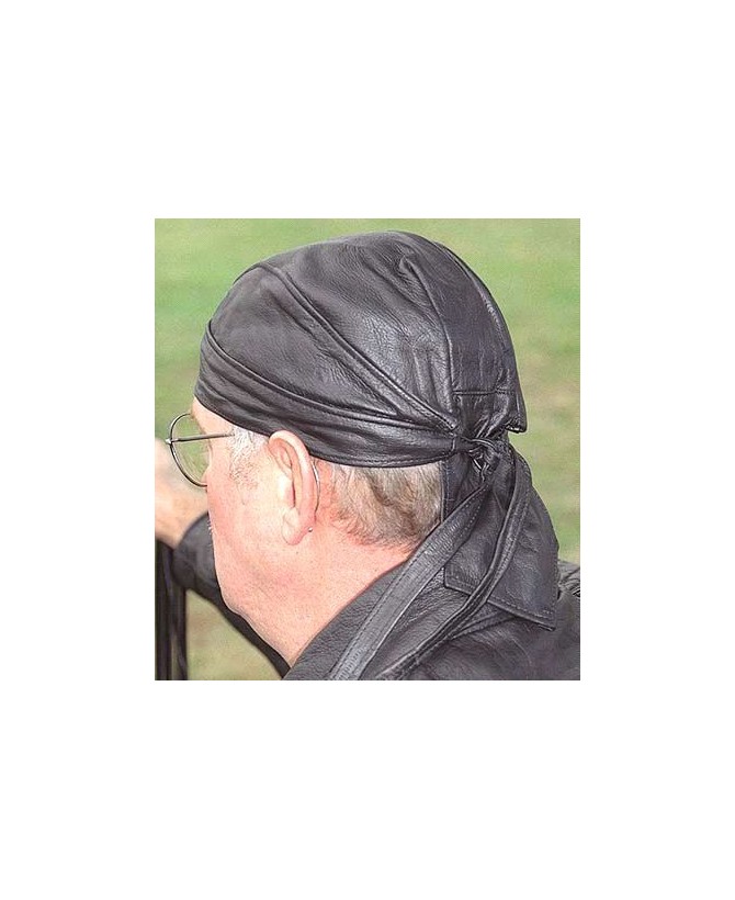 Plain All Leather Biker Skull Cap