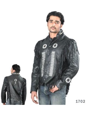 Mens Bone Beaded Arizona Biker Jacket