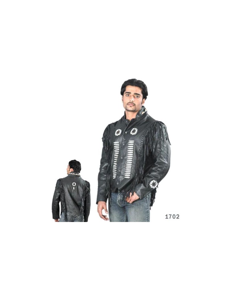 Mens Bone Beaded Arizona Biker Jacket