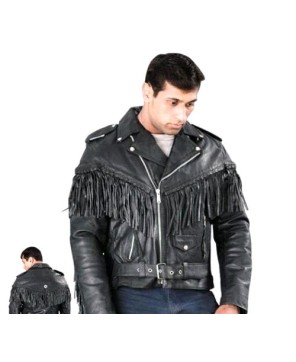 Mens Fringe Biker Jacket