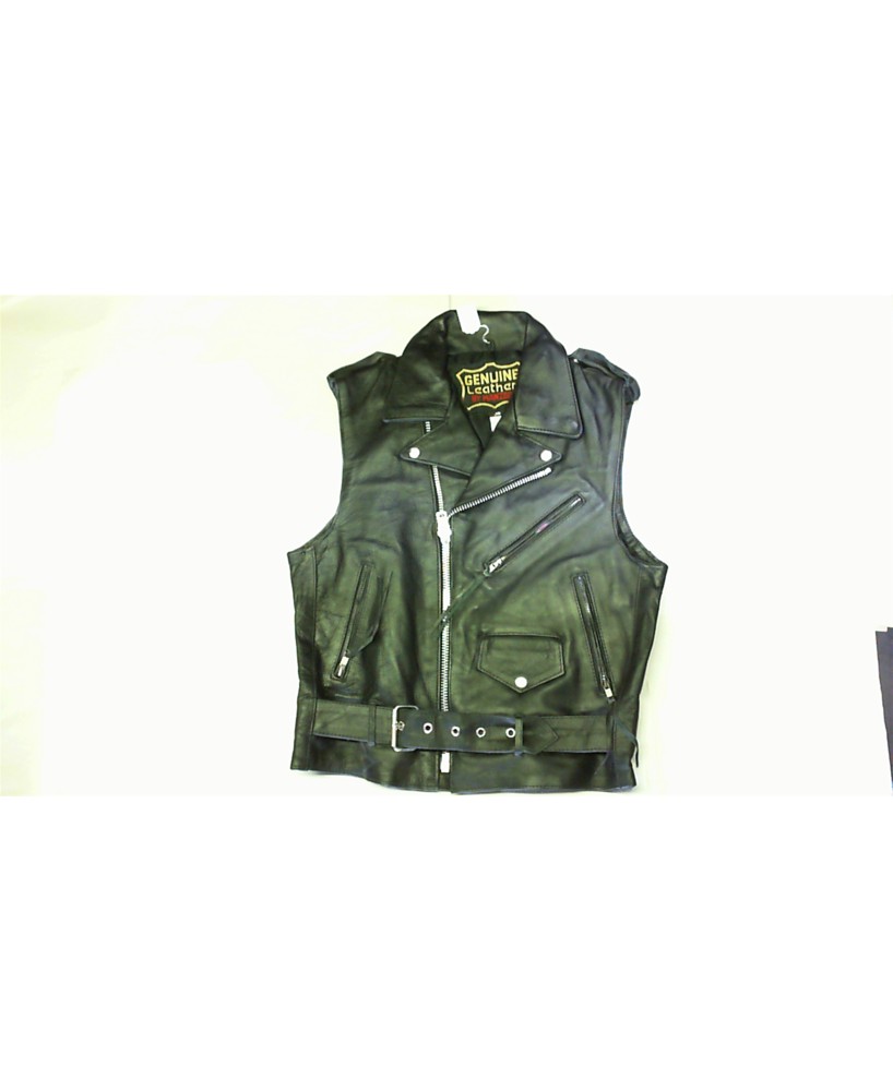 Mens Basic Leather Biker Jacket Vest