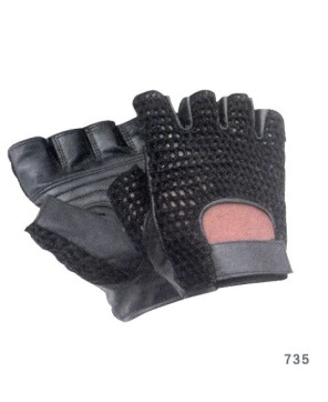 Fingerless Leather Mesh Sport Gloves