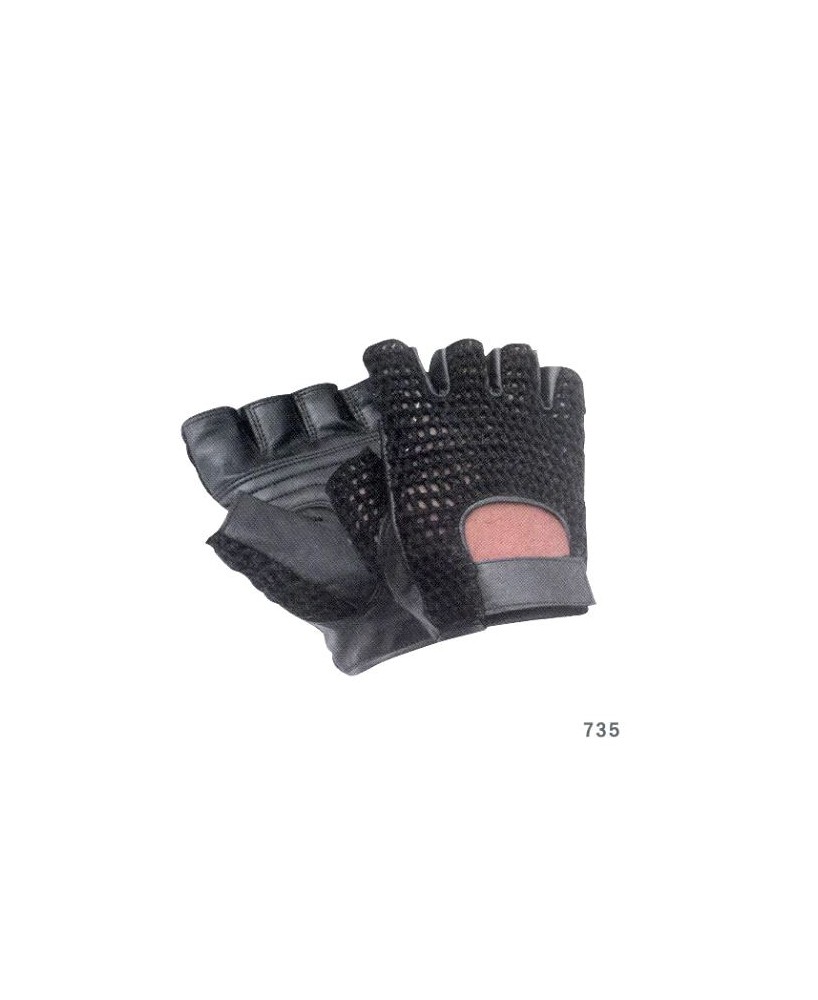 Fingerless Leather Mesh Sport Gloves