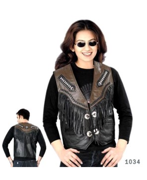 UNISEX TWO TONE BEADED FRINGE VEST