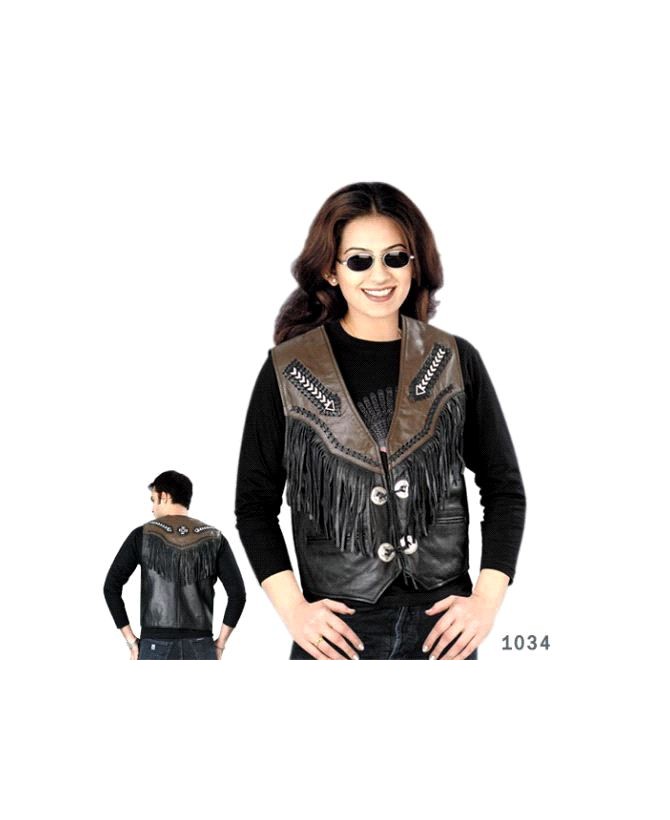 UNISEX TWO TONE BEADED FRINGE VEST