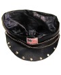 Genuine Leather Flag Chain Biker Cap