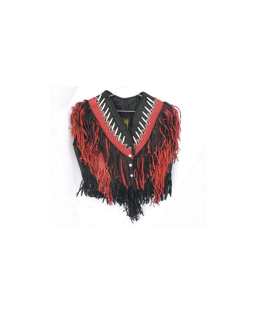 LADIES BEADED FRINGED TWO TONE VEST