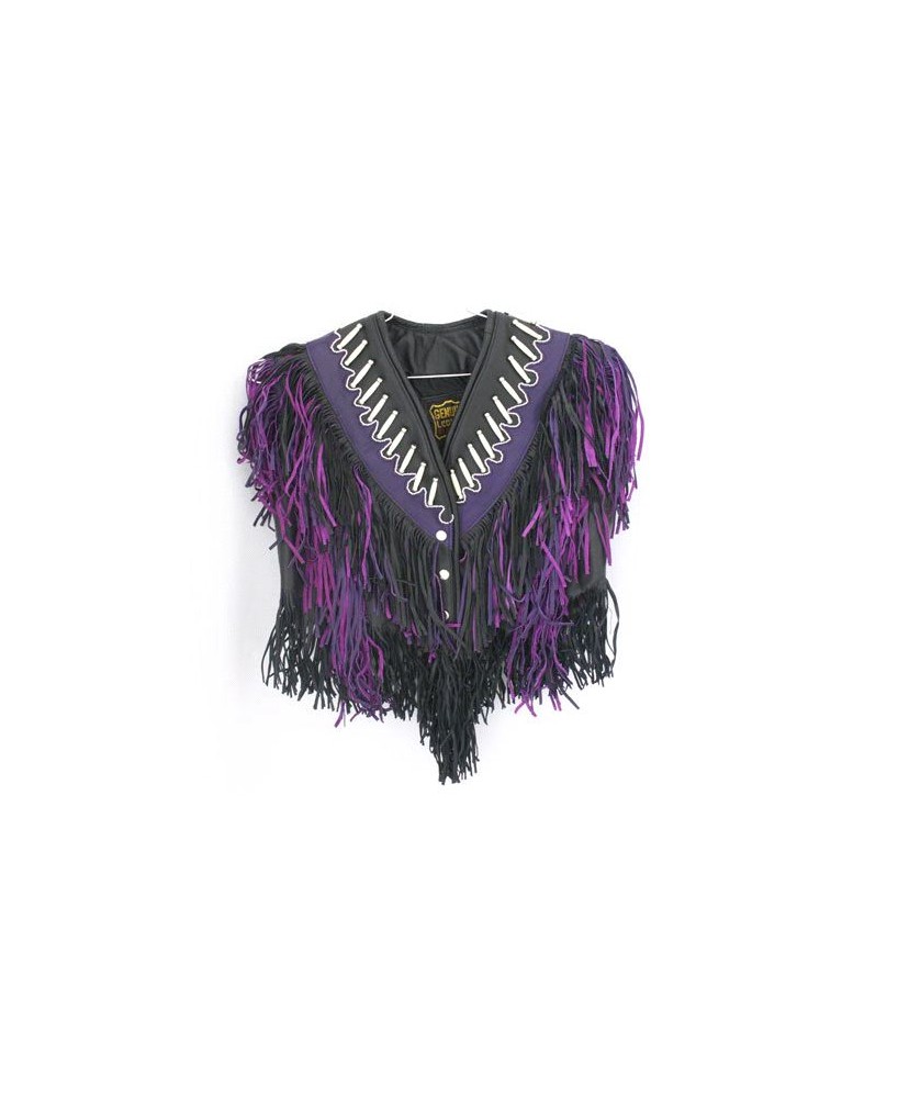 LADIES BEADED TWO TONE FRINGED VEST