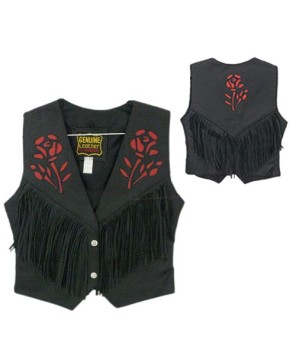 RED ROSE LADIES FRINGED VEST