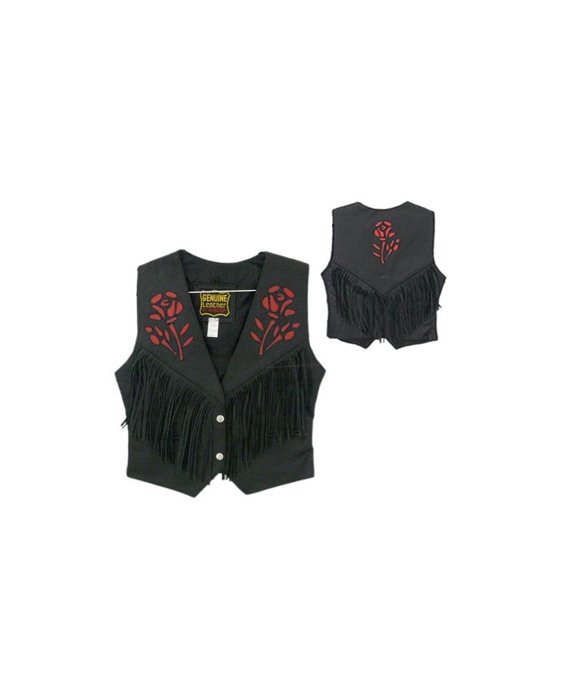 RED ROSE LADIES FRINGED VEST