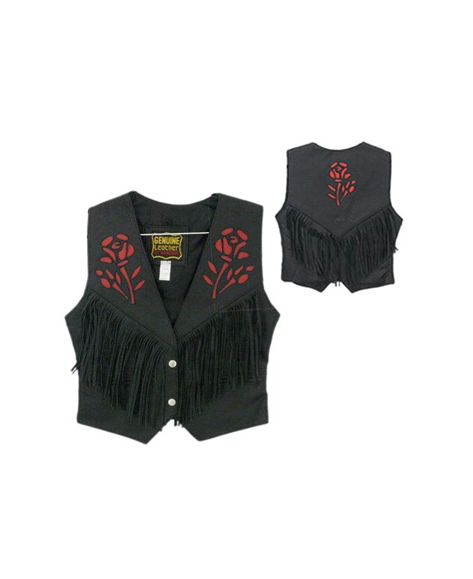 RED ROSE LADIES FRINGED VEST