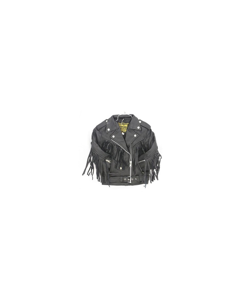 KIDS SIDE LACE FRINGED LEATHER JACKET