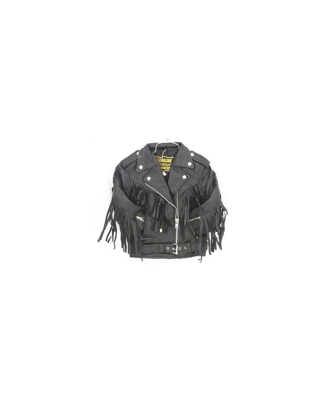 KIDS SIDE LACE FRINGED LEATHER JACKET