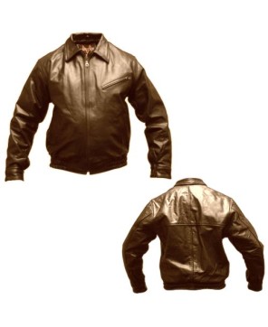 BROWN LEATHER BOMBER JACKET