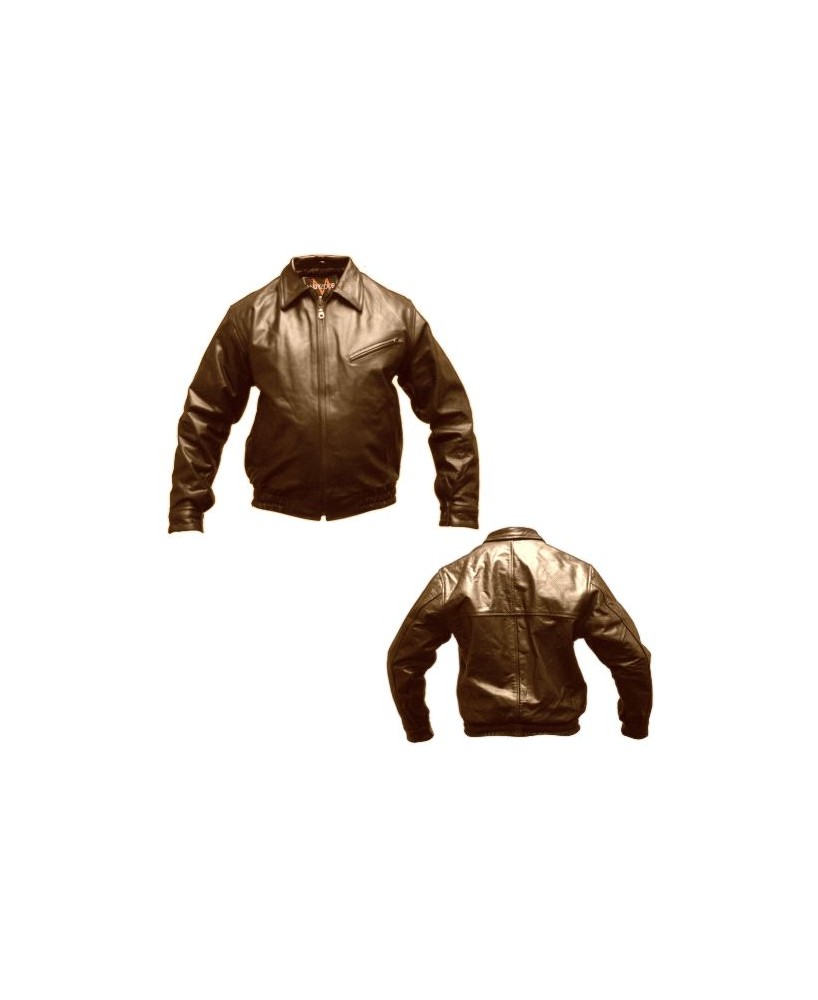 BROWN LEATHER BOMBER JACKET