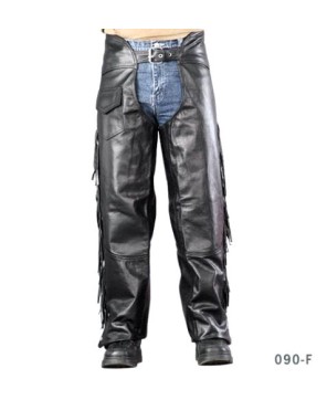 Mens Fringe Black Biker Chaps